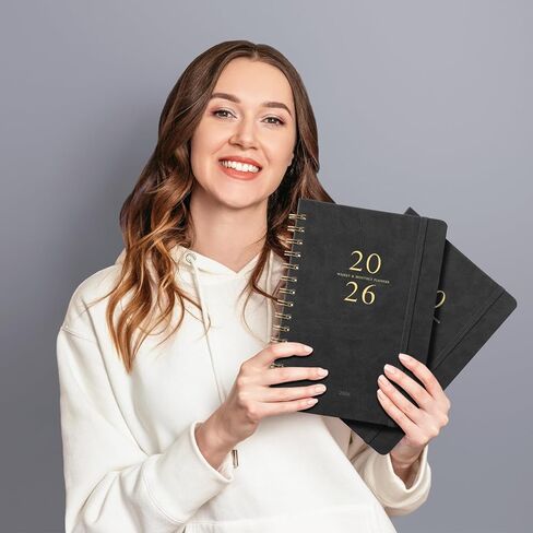 Planner 2025-2026 - Weekly & Monthly Academic Planner 2025-2026 with 12 Monthly Tabs, Jul 2025 - Jun 2026, 6.3" x 8.4", Flexible Hardcover, Thick Paper, Inner Pocket - Gray in Kuwait