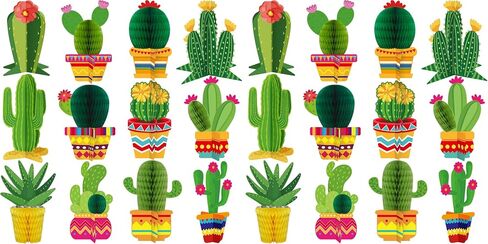 Zonon 12 PCS Cactus Party Decorations Cinco de Mayo Honeycomb Table Centerpices Mexico Garland Artouts for Fiesta Baby Shower Favor in Saudi Arabia
