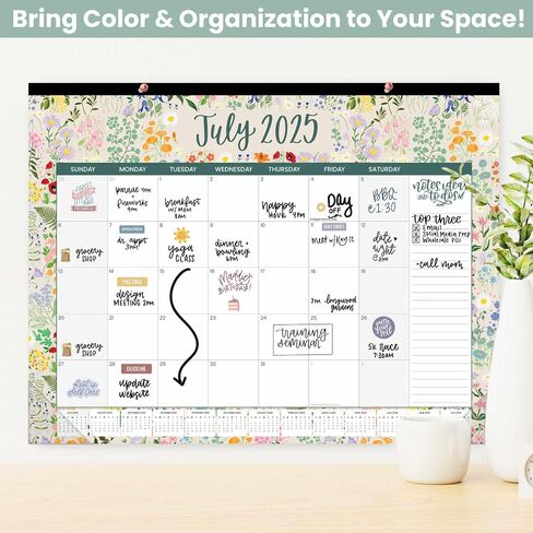 bloom daily planners Desk Calendar 2025-2026 - Academic Year Large Wall Calendar (July 2025 - July 2026) - 21" x 16" Desktop or Hanging Monthly Planner with Stickers for Home or Office - Seasonal in Saudi Arabia