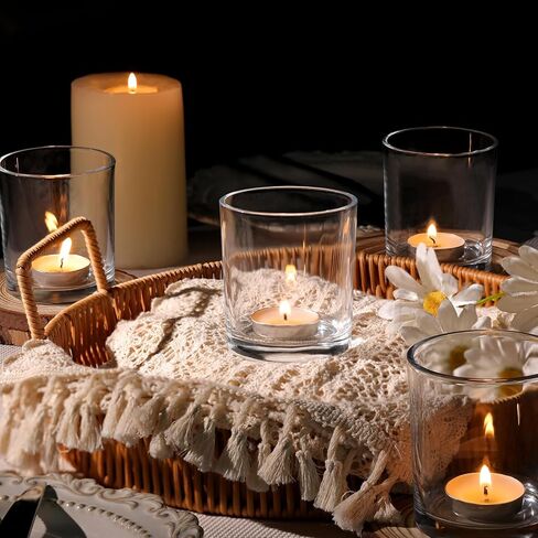 أكبر حاملي شموع نذري واضحة مجموعة من 6- شاي شمعة حامل الشمعة ، حاملي شمعة واضحة لحفل الزفاف والحفلات والديكور المنزلي ، مركزية على الطاولة in Kuwait