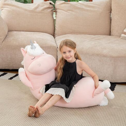 morismos 36.2 "وسادة الجسم يونيكورن كبيرة المعانقة وسادة الحيوان المحشو يونيكورن، لعبة أفخم لينة للأطفال فتاة، وسادة الجسم الحيوان لعيد الميلاد عيد ميلاد عيد الحب، الوردي in Kuwait