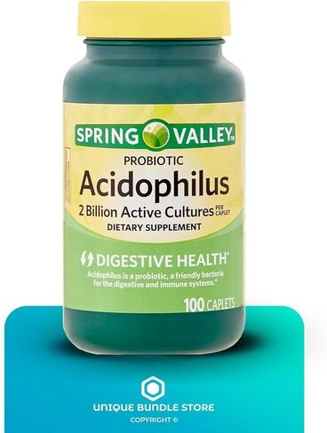 Probiotic Acidophilus ، 100 Count Caplets المكمل الغذائي + 7 أيام منظم حبوب منع الحمل غير محصور (حزمة 2) in Kuwait