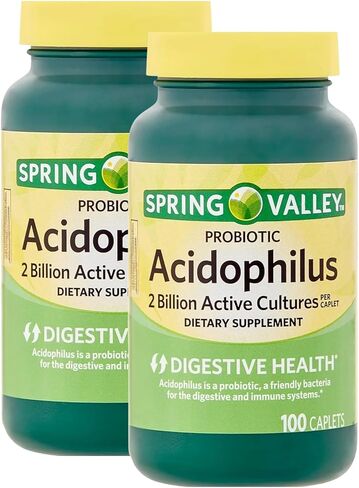 Probiotic Acidophilus ، 100 Count Caplets المكمل الغذائي + 7 أيام منظم حبوب منع الحمل غير محصور (حزمة 2) in Kuwait