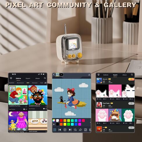 Divoom Tiivoo-2 Pixel Art Mini TV Retro Portable Radio FM مع هوائي قابل للتعديل، آلة ضوضاء بيضاء، مكبر صوت بلوتوث 5.0 عتيق، يدعم بطاقة TF، USB، مكبر صوت صغير للخارج، التخييم، أخضر (وردي) in Kuwait