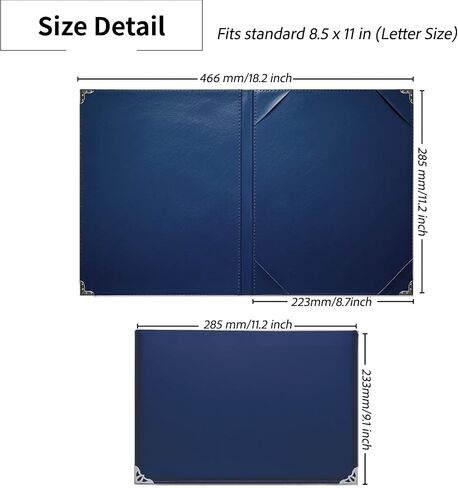 Navy Faux Leather Diploma Holder 8.5x11 Graduation Certificate Holders Smooth Leather with Silver Protected Edge Certificate Covers and Certificate Folder for Stylish Diploma Display in Saudi Arabia