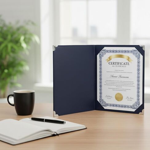 Navy Faux Leather Diploma Holder 8.5x11 Graduation Certificate Holders Smooth Leather with Silver Protected Edge Certificate Covers and Certificate Folder for Stylish Diploma Display in Saudi Arabia