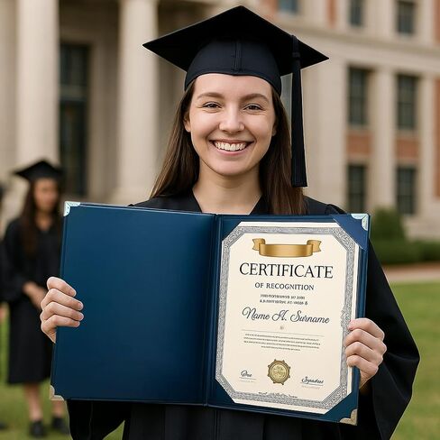 Navy Faux Leather Diploma Holder 8.5x11 Graduation Certificate Holders Smooth Leather with Silver Protected Edge Certificate Covers and Certificate Folder for Stylish Diploma Display in Saudi Arabia