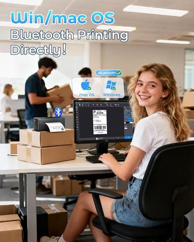 Bluetooth Thermal Shipping Label Printer, 4 x 6 Thermal Label Printer for Small Business, 2410BT Wireless Label Printer Compatible with iOS Android Phone&Pad&PC, Widely Used for UPS, FedEx, Amazon,etc in Saudi Arabia