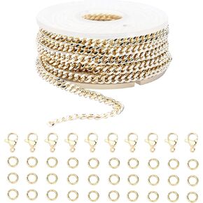 LOPROME 16.4 قدمًا 14K سلاسل كابلات مملوءة بالذهب من أجل صنع المجوهرات ، وسلاسل الارتباط السائبة لفة مع مشابك جراد البحر وخواتم القفز لسروار القلادة. in Kuwait