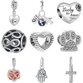 9PCS European Charms Beads Pendant For Pandora Bracelet, Charms DIY Bracelets Necklace Jewellery Gift for Birthday Valentine's Day Party Christmas Mother's Day Heart Love Balloon Family Tree of life in Kuwait
