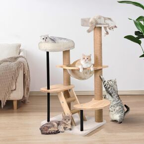 Cat Wall Furniture Shelves - 5 Pcs Wall-Mounted Cat Furniture, Including 2 Cat Steps, 1 Perches, 1 Cat Hammock, 1 Sisal Cat Scratcher Post, DIY Cat Walls Playground for Large Cats in Kuwait