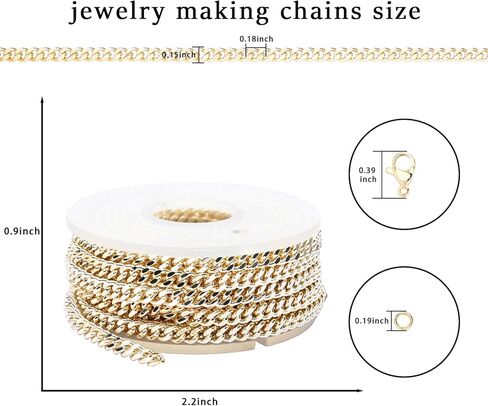 LOPROME 16.4 قدمًا 14K سلاسل كابلات مملوءة بالذهب من أجل صنع المجوهرات ، وسلاسل الارتباط السائبة لفة مع مشابك جراد البحر وخواتم القفز لسروار القلادة. in Kuwait