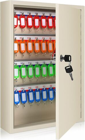 SHANTRA Key Box Cabinet, Wall Mount 64 Position Metal Locking Key Cabinet Organizer - Key Storage Box with Key Tags, Adjustable Lockbox for Keys, Secure Holder for Home, Hotels, and Valets - Black in Kuwait