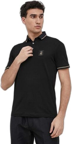 Armani Exchange Men's Regular Fit Cotton Jersey Metallic Icon Patch Polo in Saudi Arabia