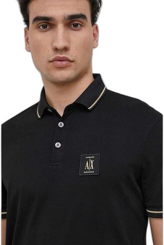 Armani Exchange Men's Regular Fit Cotton Jersey Metallic Icon Patch Polo in Saudi Arabia