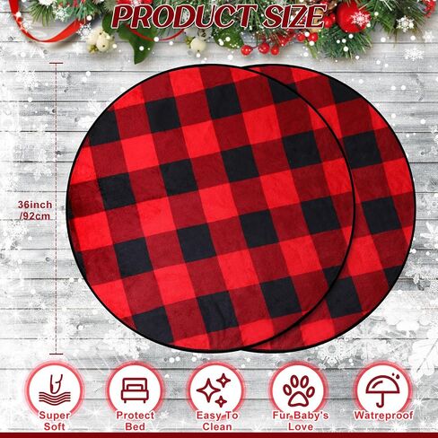 2 Pack 36" Plush Dog Cat Pee Pads Buffalo Plaid Waterproof Whelping Blanket Pads Washable Round Pet Training Pads for Dogs Black and White Puppy Blanket Pad Couch Cover Protection in Saudi Arabia