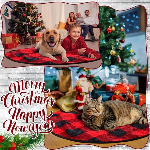 2 Pack 36" Plush Dog Cat Pee Pads Buffalo Plaid Waterproof Whelping Blanket Pads Washable Round Pet Training Pads for Dogs Black and White Puppy Blanket Pad Couch Cover Protection in Saudi Arabia