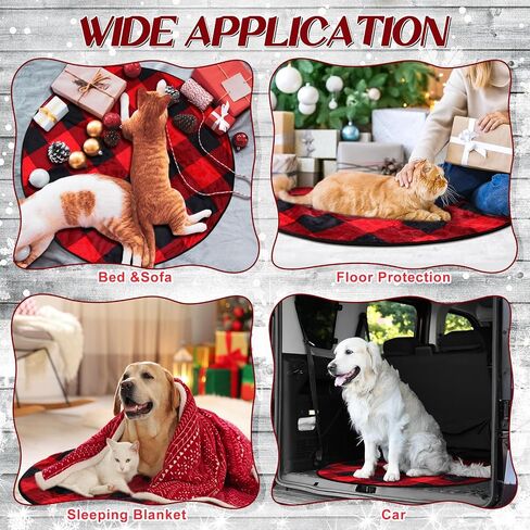 2 Pack 36" Plush Dog Cat Pee Pads Buffalo Plaid Waterproof Whelping Blanket Pads Washable Round Pet Training Pads for Dogs Black and White Puppy Blanket Pad Couch Cover Protection in Saudi Arabia