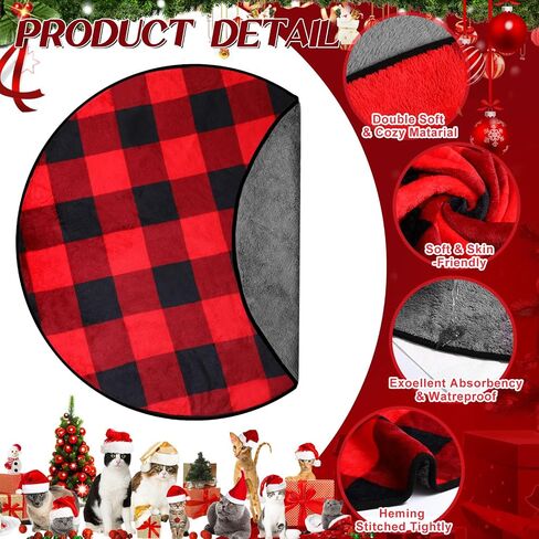 2 Pack 36" Plush Dog Cat Pee Pads Buffalo Plaid Waterproof Whelping Blanket Pads Washable Round Pet Training Pads for Dogs Black and White Puppy Blanket Pad Couch Cover Protection in Saudi Arabia