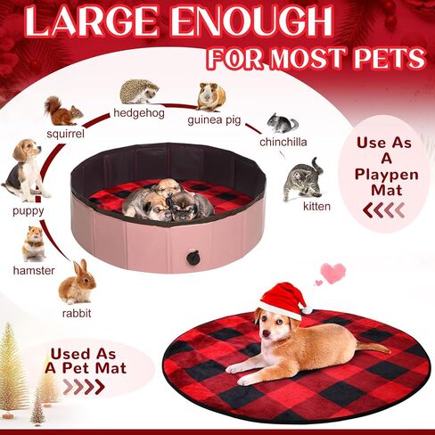 2 Pack 36" Plush Dog Cat Pee Pads Buffalo Plaid Waterproof Whelping Blanket Pads Washable Round Pet Training Pads for Dogs Black and White Puppy Blanket Pad Couch Cover Protection in Saudi Arabia