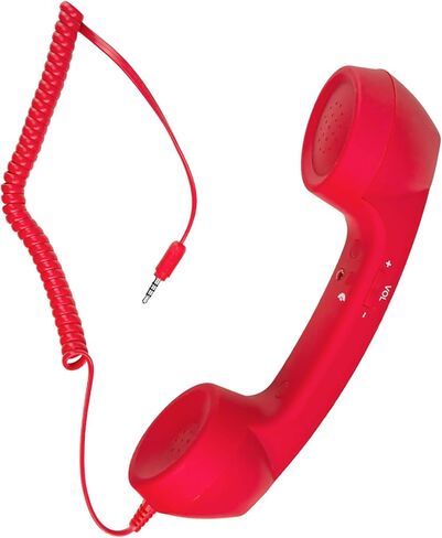 Retro Phone Handset, 3.5mm Jack Wire Cell Phone Receiver with Answer Button/Volume Keys, Handheld Old Telephone Headset for Mobile Phones/Cellphone/Smartphone (Pink) in Kuwait