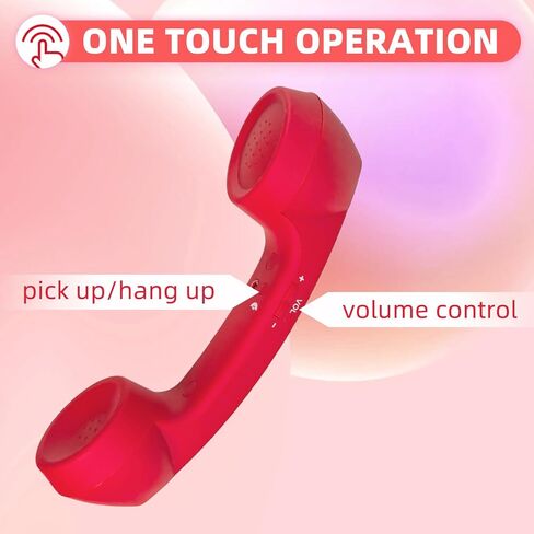 Retro Phone Handset, 3.5mm Jack Wire Cell Phone Receiver with Answer Button/Volume Keys, Handheld Old Telephone Headset for Mobile Phones/Cellphone/Smartphone (Pink) in Kuwait