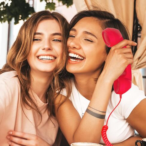 Retro Phone Handset, 3.5mm Jack Wire Cell Phone Receiver with Answer Button/Volume Keys, Handheld Old Telephone Headset for Mobile Phones/Cellphone/Smartphone (Pink) in Kuwait