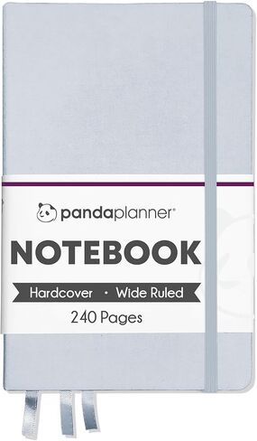 Panda Planner Wide-Ruled Notebook for School - 5.75" x 8.25" Wide Ruled Paper - 240 Sheets,100 GSM Thick Paper - A5 Hardcover Faux Leather Notebook for To Do List, School, Home (Black) in Saudi Arabia
