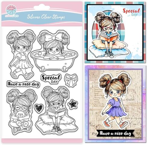 GLOBLELAND Baking Fairy Clear Stamps for Scrapbooking Cake Donuts Silicone Stamps Cooking Woman Transparent Stamp for Card Making DIY Embossing Journaling in Kuwait
