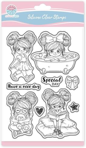 GLOBLELAND Baking Fairy Clear Stamps for Scrapbooking Cake Donuts Silicone Stamps Cooking Woman Transparent Stamp for Card Making DIY Embossing Journaling in Kuwait