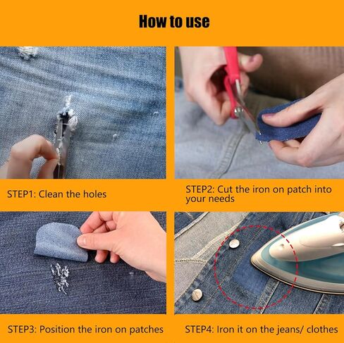 Iron on Patches for Jeans - MOONSJONES Extra Large Patches for Clothes, Denim Patches for Inside Jeans, Custom Jean Patches for Clothing Hole Repairing and Decoration (9.8"x 59") - Blue in Kuwait