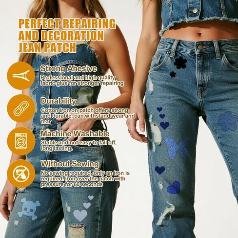 Iron on Patches for Jeans - MOONSJONES Extra Large Patches for Clothes, Denim Patches for Inside Jeans, Custom Jean Patches for Clothing Hole Repairing and Decoration (9.8"x 59") - Blue in Kuwait
