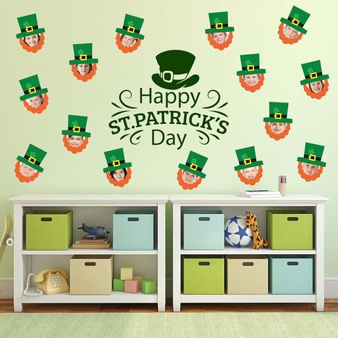 50Pcs St. Patrick's Day DIY Cutouts March Leprechaun Suit and Dress Paper Cutting Green Irish Bulletin Board Decor with 100Pcs Glue Points for Party Classroom Home Photo Crafts in Kuwait