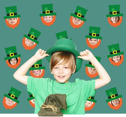 50Pcs St. Patrick's Day DIY Cutouts March Leprechaun Suit and Dress Paper Cutting Green Irish Bulletin Board Decor with 100Pcs Glue Points for Party Classroom Home Photo Crafts in Kuwait
