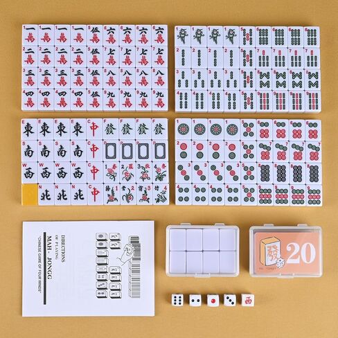 مجموعة Mahjong الصينية الصغيرة ، 144 مُرقِّم مميلين 1.18 "بلاط الحجم (الوردي) و 8 بلاطات فارغة ، مع حقيبة سفر حمل ، تعليمات باللغة الإنجليزية ، مجموعة لعبة Mahjongg كاملة (Mahiang ، Mah Jongg) in Saudi Arabia