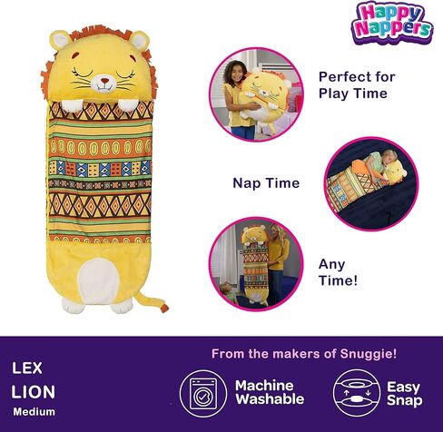 وسادة Happy Nappers وكيس سليبي - مريح، دافئ، صغير الحجم، فائق النعومة، دافئ، مناسب لجميع المواسم، كيس نوم مع وسادة - أسد (كبير) in Kuwait