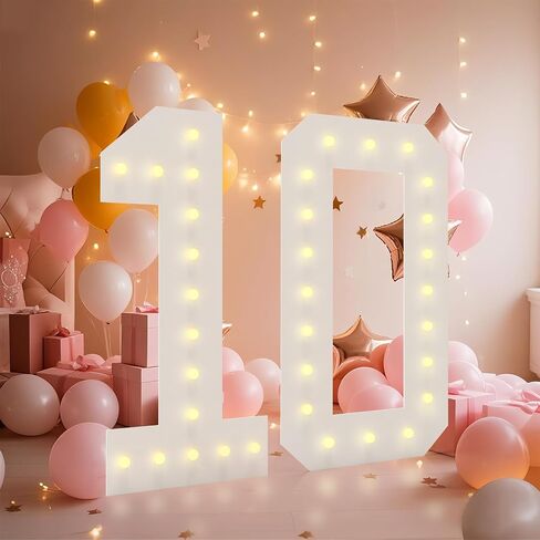 LOBOOM 4ft الأرقام الإضاءة ، أرقام سرادق 4 أقدام بطول العملاق رقم 80 علامة عدد كبير من الفسيفساء لعرض عرقلة عيد ميلاد 80 in Saudi Arabia