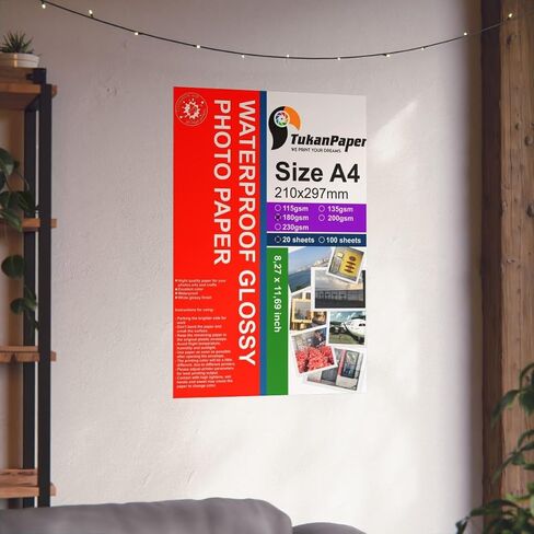 Photo Glossy White Paper 8.3"x11.7" (210 x 297mm) A4 Size 20 sheets weight 200gsm. Dries Quickly better finish colors & Look Pictures print for all inkjet printer artists home and photographers users in Saudi Arabia