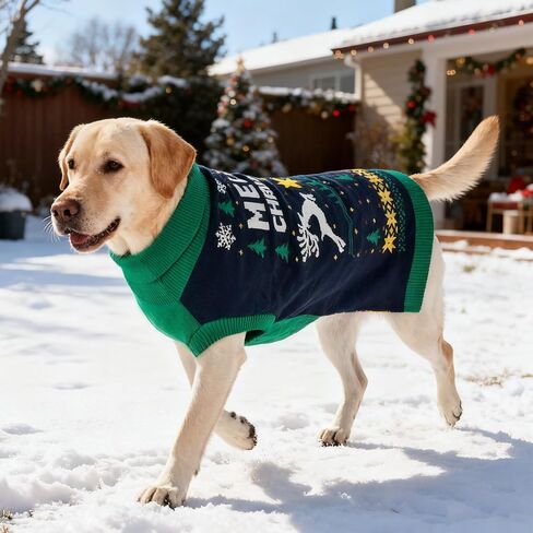 Vehomy Christmas Dog Sweater Xmas Pet Dog Clothes Dog Cat Turtleneck Knitwear with Christmas Trees Elks Snowflakes Christmas Knitted Sweater Shirt Pullover Apparel for Small Medium Dogs XL in Saudi Arabia