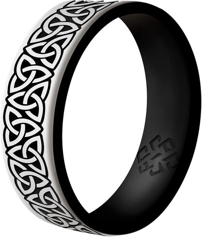 نظرية عقدة Trinity Celtic Silicone Ring للرجال والنساء - فرقة زفاف السيليكون للأنشطة الرياضية ، الراحة التنفسية تناسب عرض النطاق الترددي 6 مم in Kuwait