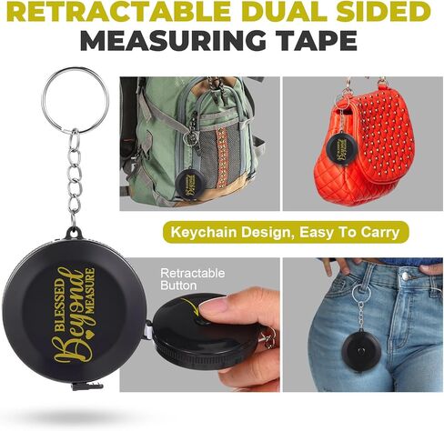 12 Pack Keychain Measuring Tape Women Blessed Beyond Measure Retractable Soft Tape Measure Body Measuring 60 Inch/1.5M Dual Sided Sewing Keychain Measure Tape Gift for Christian Woman in Saudi Arabia