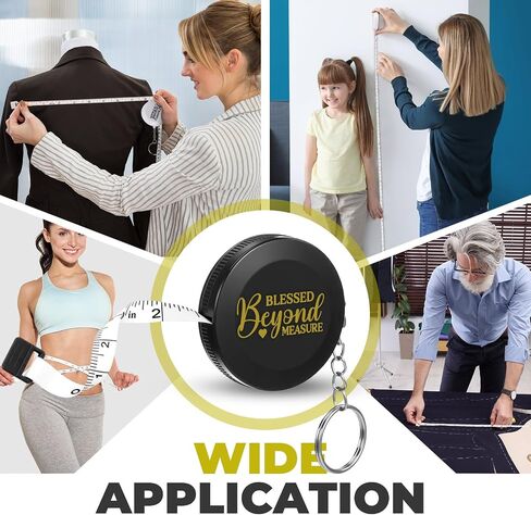 12 Pack Keychain Measuring Tape Women Blessed Beyond Measure Retractable Soft Tape Measure Body Measuring 60 Inch/1.5M Dual Sided Sewing Keychain Measure Tape Gift for Christian Woman in Saudi Arabia