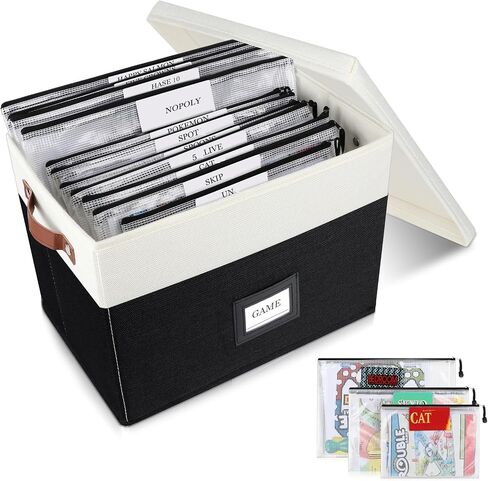 Board Game Storage, Board Game Organizer with 12pcs Zipper Bags and Writable Stickers, Board Game Organizers Storage with Lid for Office Supplies, Puzzles, Video Game, Craft Product in Saudi Arabia