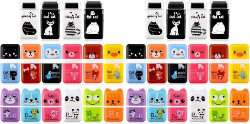 Outus 16 Pcs Roller Erasers Cute Pencil Erasers Animal Erasers with Roller Shaving Roller Case for Easy Pick up and Removal, Back to School Gift Supplies Animal Themed Fun Party Favor in Saudi Arabia