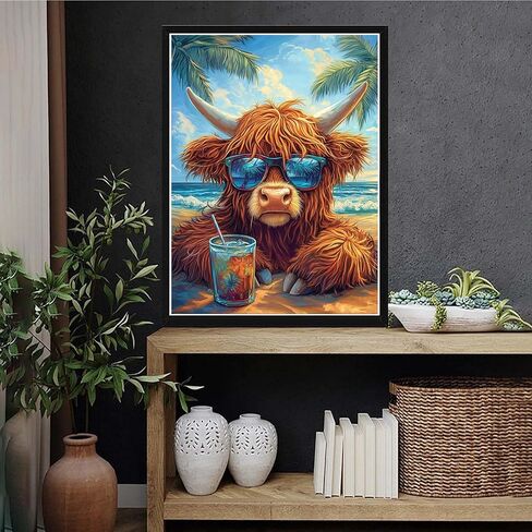 Vaiieyo 5d DIY مجموعات فن الماس للبالغين بقرة ، مناظر شتوية للفن الماس ، وأطقم الطلاء الماس كاملة الحفر جولة الحرف اليدوية للمنزل ديكور جدار ديكور هدية 12x16 بوصة in Kuwait