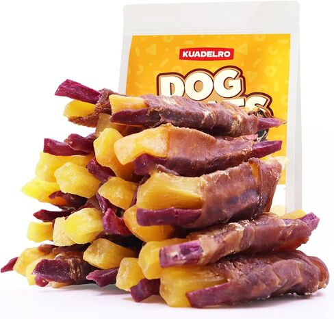 Dog Treats Chicken Wrapped Double Sweet Potato, Real Chicken Jerky Dog Treats High Protein Dog Training Treats Dog Snacks Dog Chews for Small Medium Large Dog 10.54oz in Kuwait