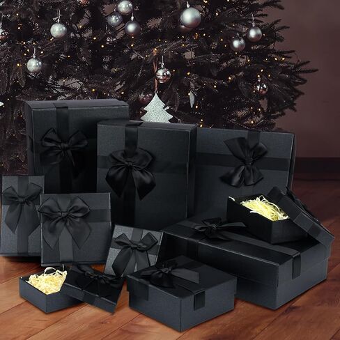 Tenceur 10 Pcs Christmas Nested Gift Boxes with Lids Assorted Sizes Gift Boxes for Presents Gift Box with Ribbon for Birthdays, Weddings, Housewarmings, Anniversaries, Valentines(10 Size,Red, White) in Saudi Arabia