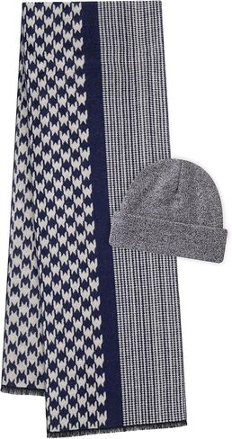 CALVIN & OLIVIA Mens Winter Warm Long Soft Scarf Plaid Tassel Scarf for Men Soft Classic Scarves Red Grey Black Rhombus Lattice Pattern Set in Kuwait