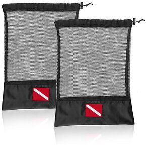 2PCS Mesh Bag, 24.8x17.7inch Mesh Drawstring Bag with Drawstring Closure, Nylon Mesh Storage Bags for Sports Equipment, Diving Swimming Surfing Beach Bags in Kuwait