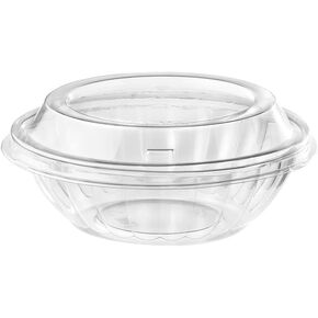 Clear Round 16 oz resq® Reversible Bowl Combo Pack (base & lid), 200 units/case. This premium, upscale, disposable to go container with dome lid is ideal for salads, side items, desserts/pastries. in Saudi Arabia